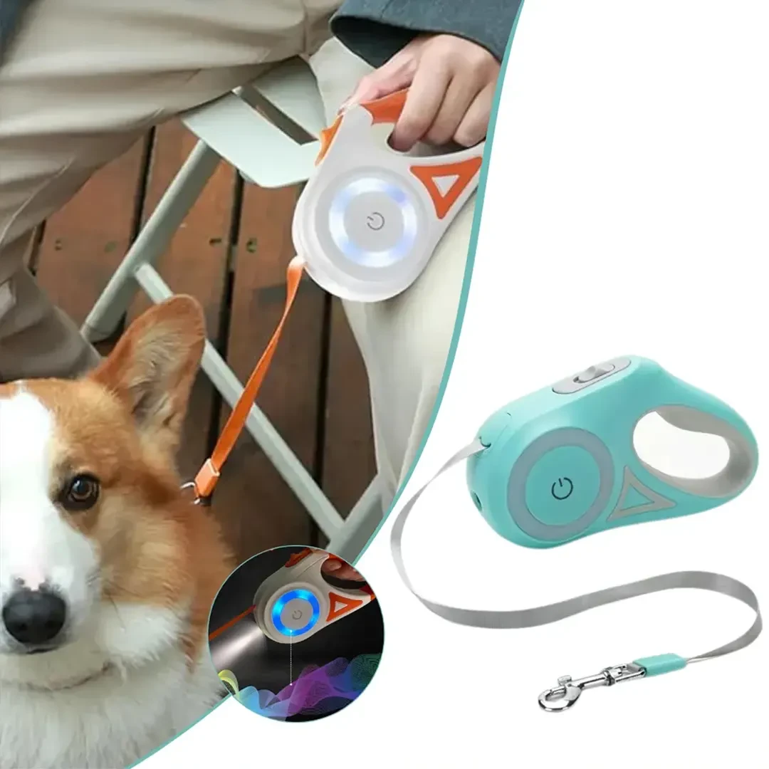 Retractable dog leash with touch light