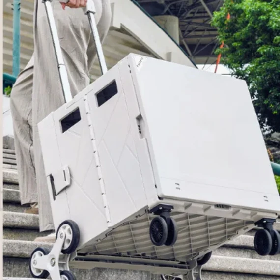 Folding Storage Box and Trolley with Triangular Wheels for Drawers