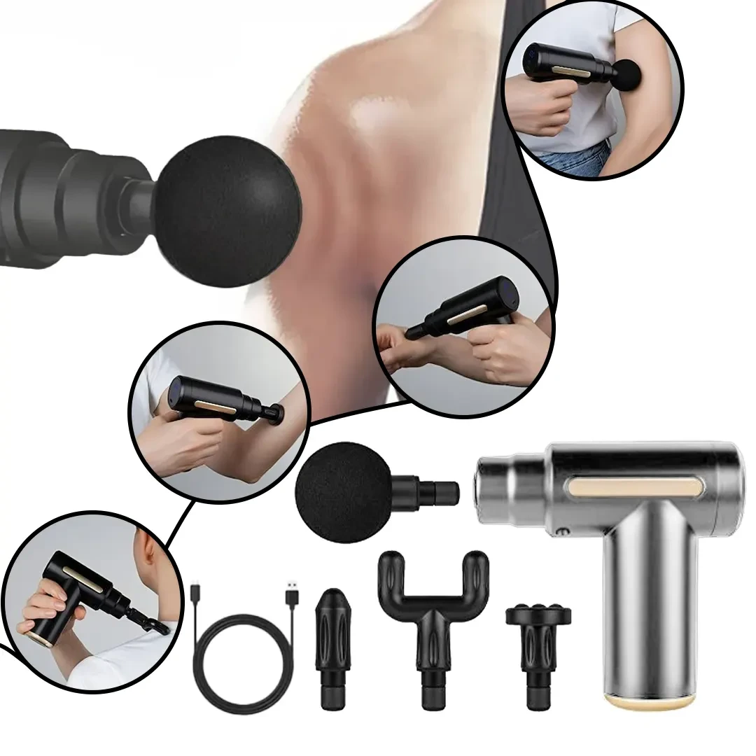 Wireless Rechargeable Massage Gun with 4 Speeds and 4 Attachments