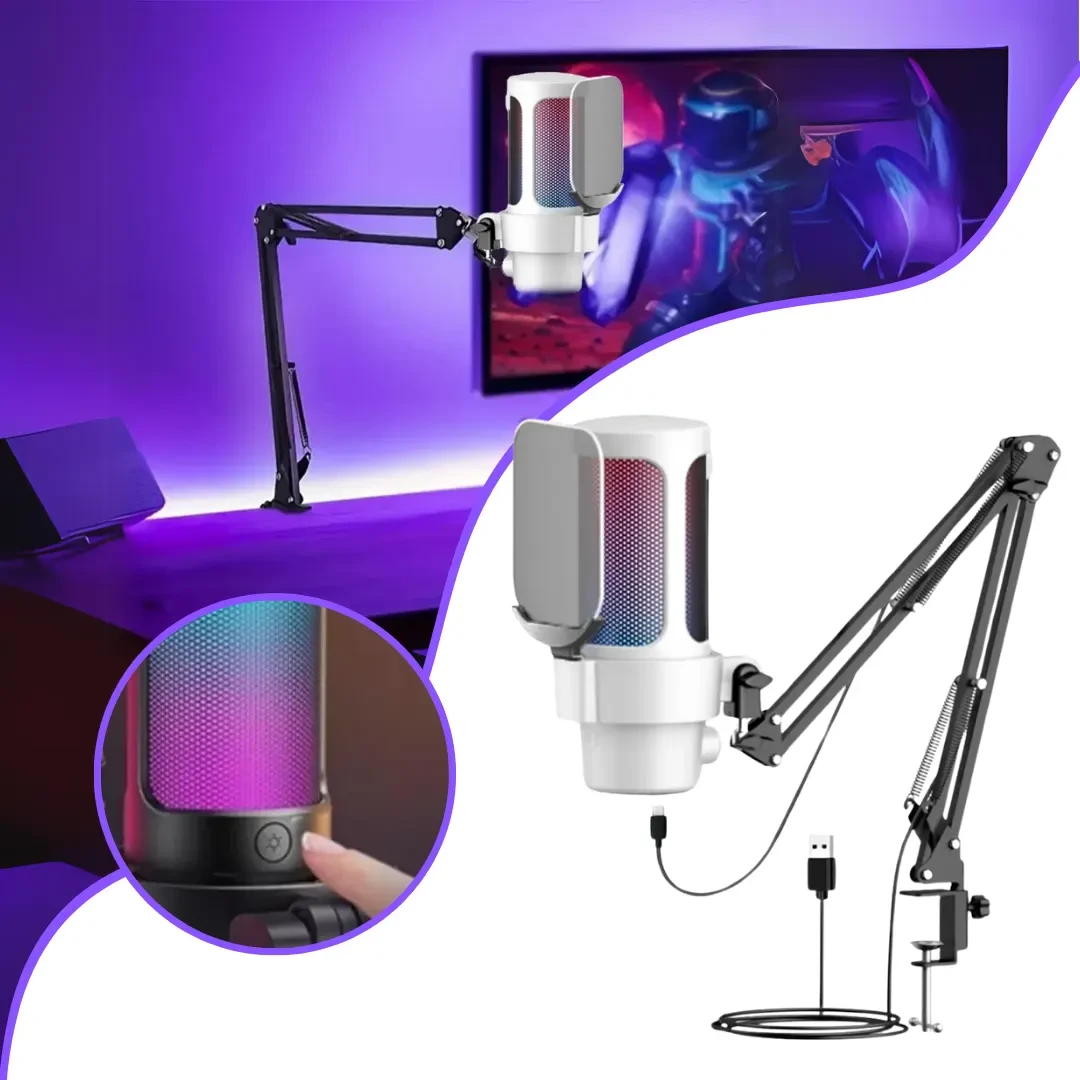 Wired Gaming Microphone with Boom Stand (M8)