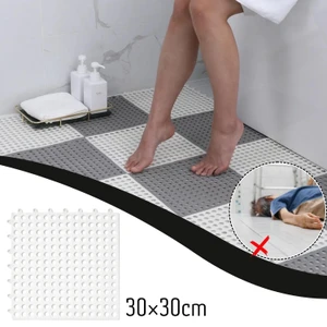Bath Mat Non Slip Shower Mat with Drain Holes - 1pcs - White