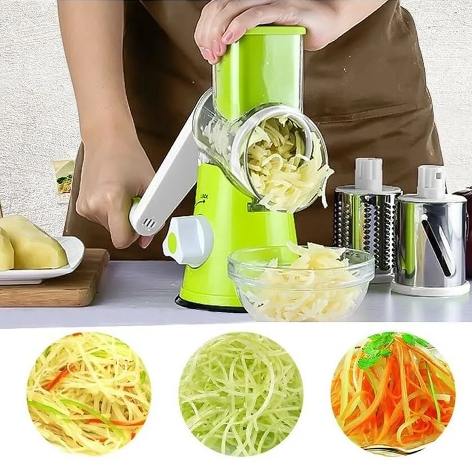 Table Top Drum Grater, Cheese Grater 4 In 1 With Handle For Onions