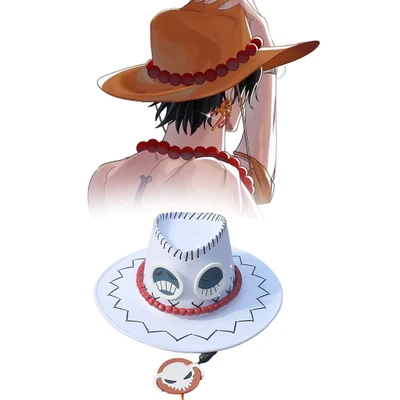 قبعة (بورتغاس دي إيس) من أنمي ون بيس - أبيض