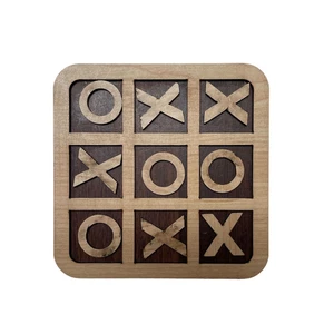 لعبة لغز تيك تاك تو (إكس او) بحجم 3×3 - خشبي
