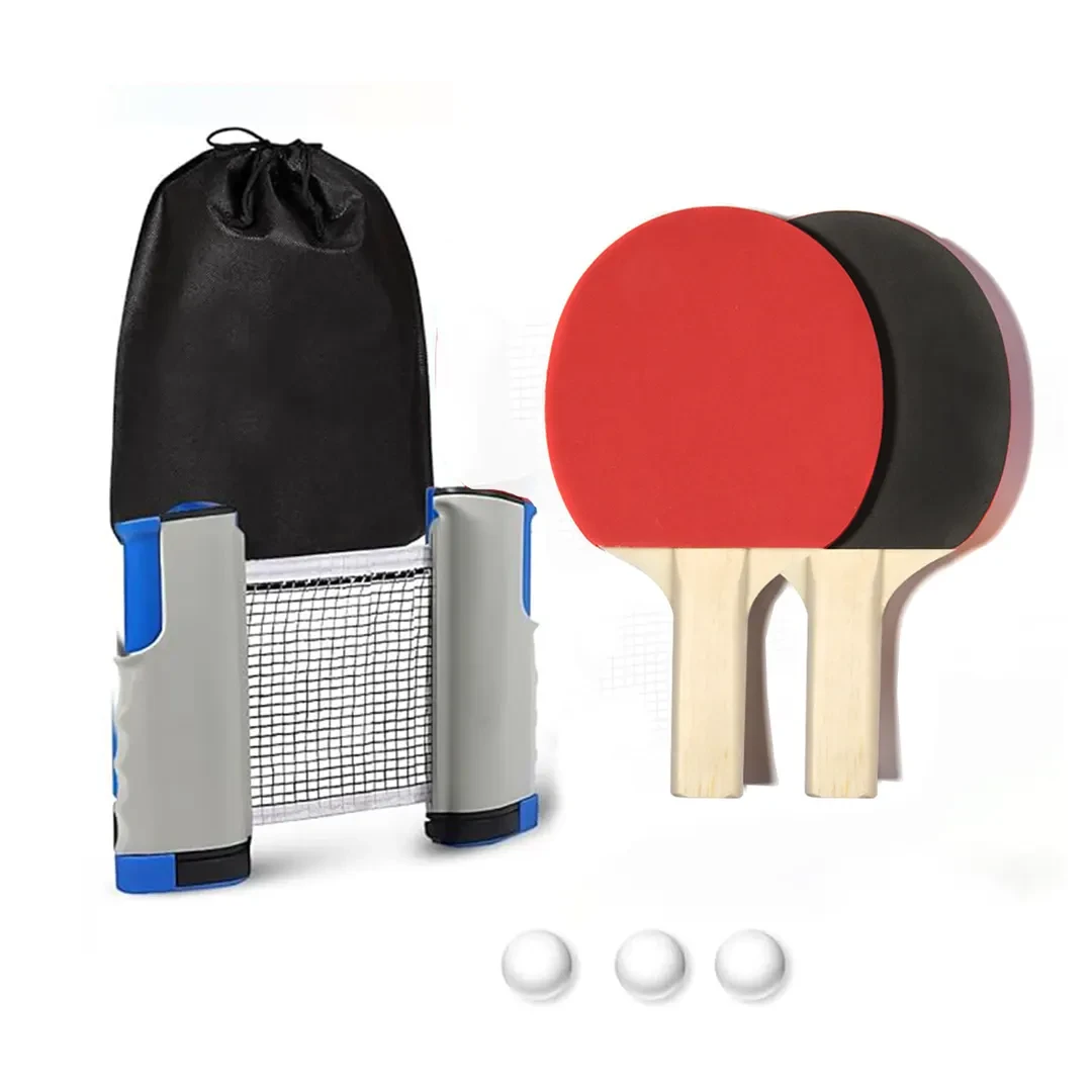 مجموعة لعب التنس بمضارب وكرات مع شبك (بينغ بونغ)