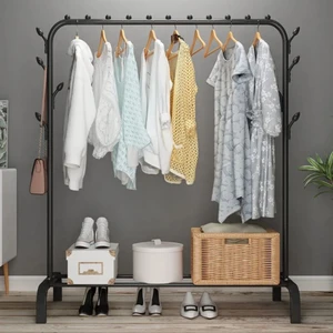 Metal Clothes Hanger with Shoe Shelf