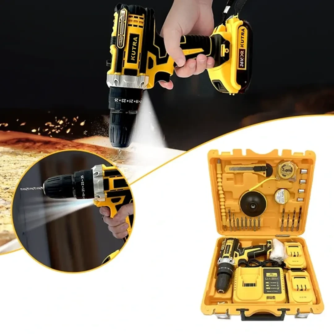 23 Piece Cordless Drill and Screwdriver Set with Built in LED Light