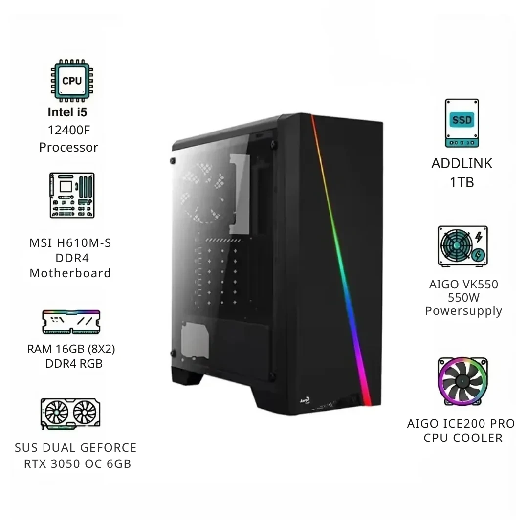 Aerocool Gaming PC | Intel i5-12400F (12th Gen) | RTX 3050 OC