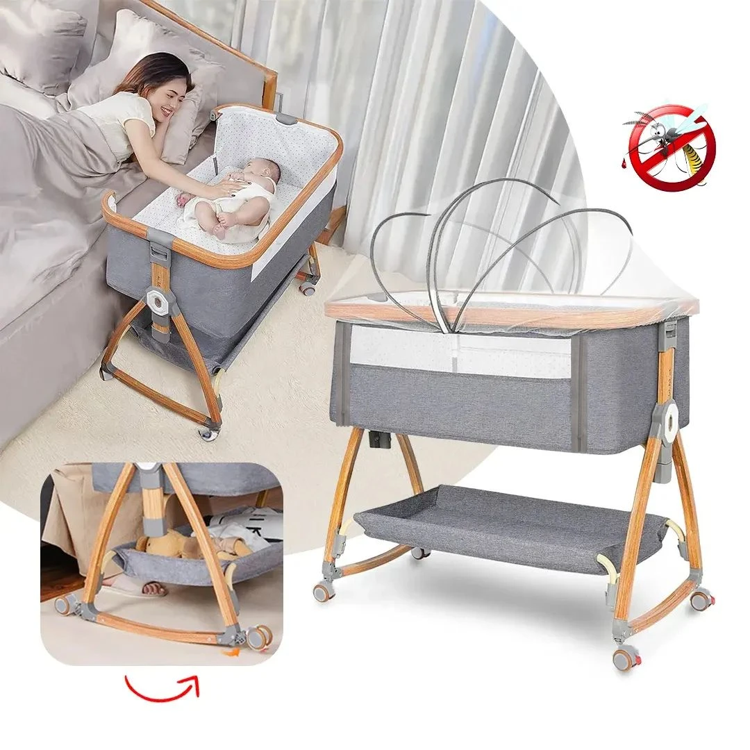 Foldable Baby Bed with Adjustable Height and Swinging Seat F 01