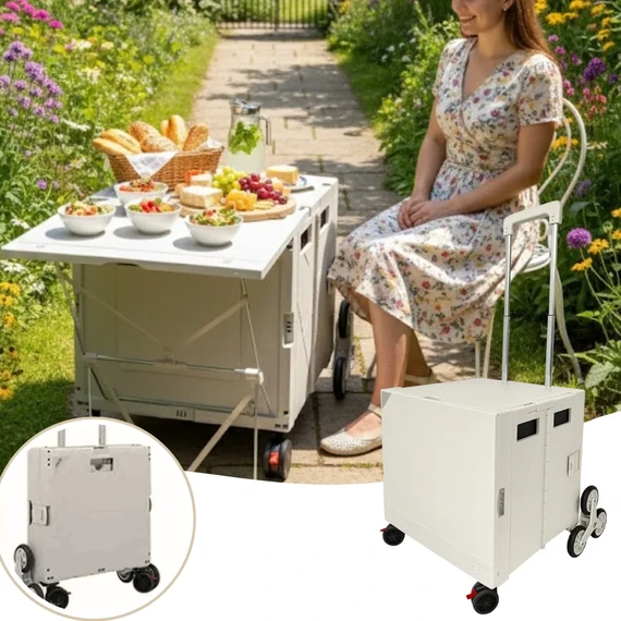 Folding Storage Box and Trolley with Triangular Wheels for Drawers