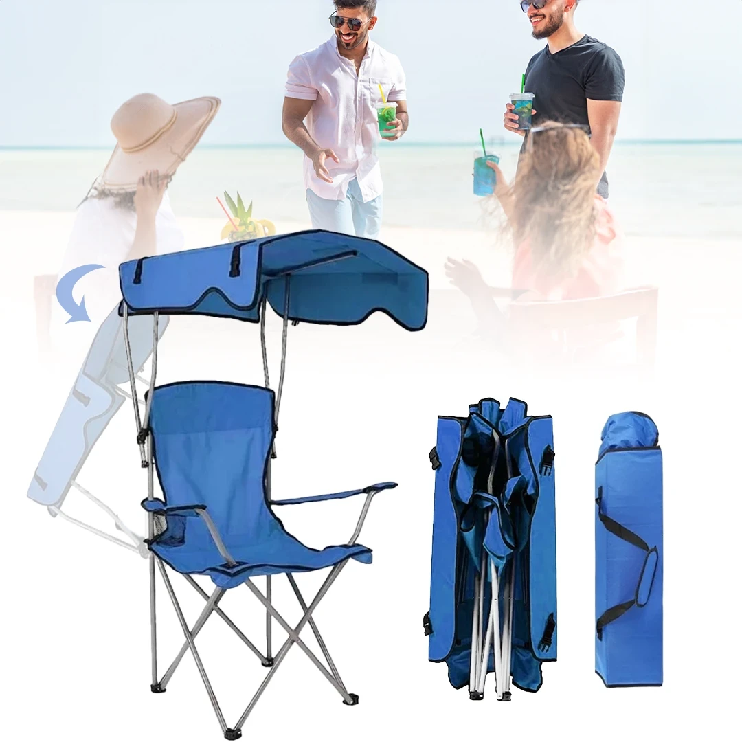 Foldable Camping Chair with Shade Roof