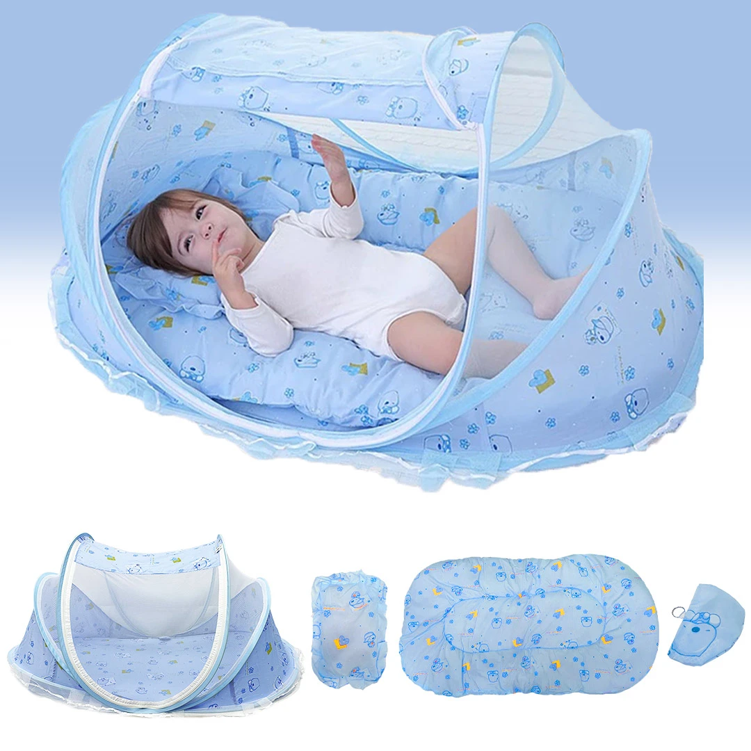 Foldable Mosquito Net with Bedding for Children Blue