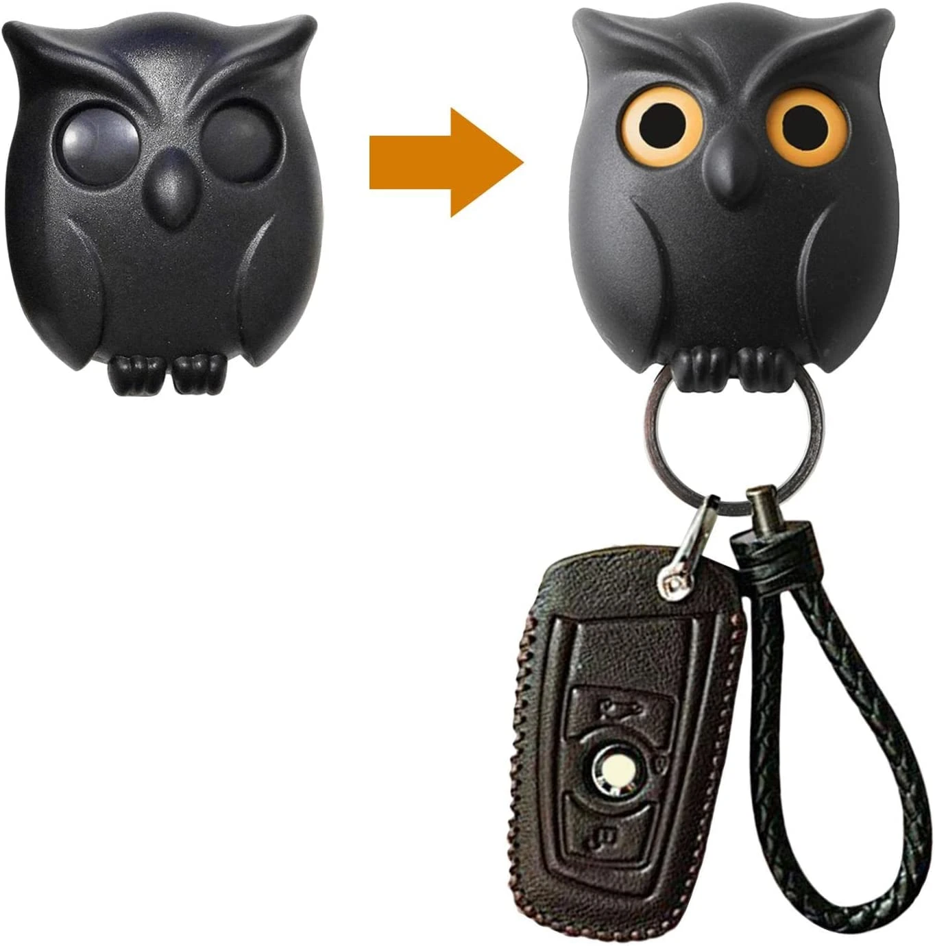 Cute Owl Magnetic Key Holder Black
