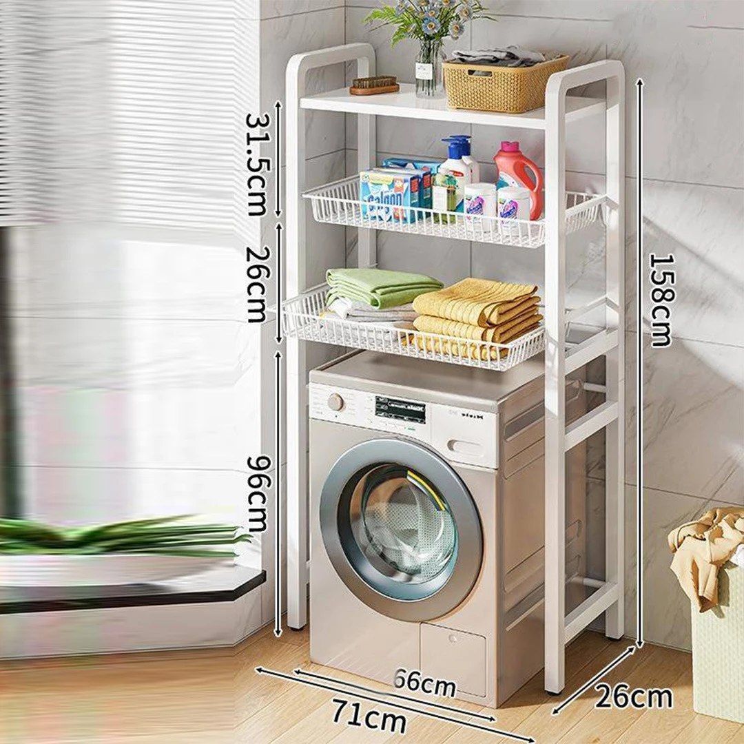 HOME Storage and Organization Multi Functional Washing Machine Storage Rack White